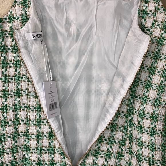 NWT Walter Baker Green White Tweed Barbara Dress Size 10 - Picture 10 of 16